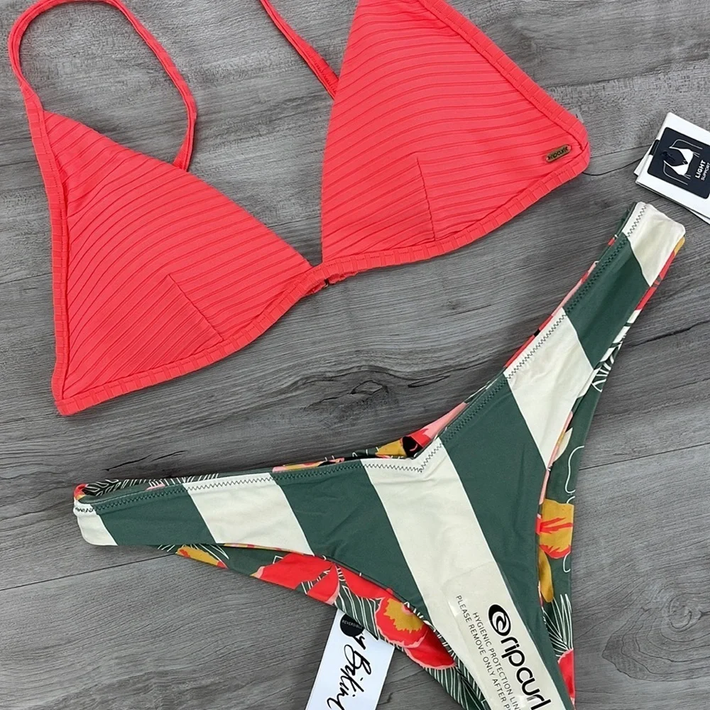 ☀️RIP CURL☀️ PREMIUM SURF BANDED FIXED TROPIC COAST SKIMPY REVERSIBLE BOX